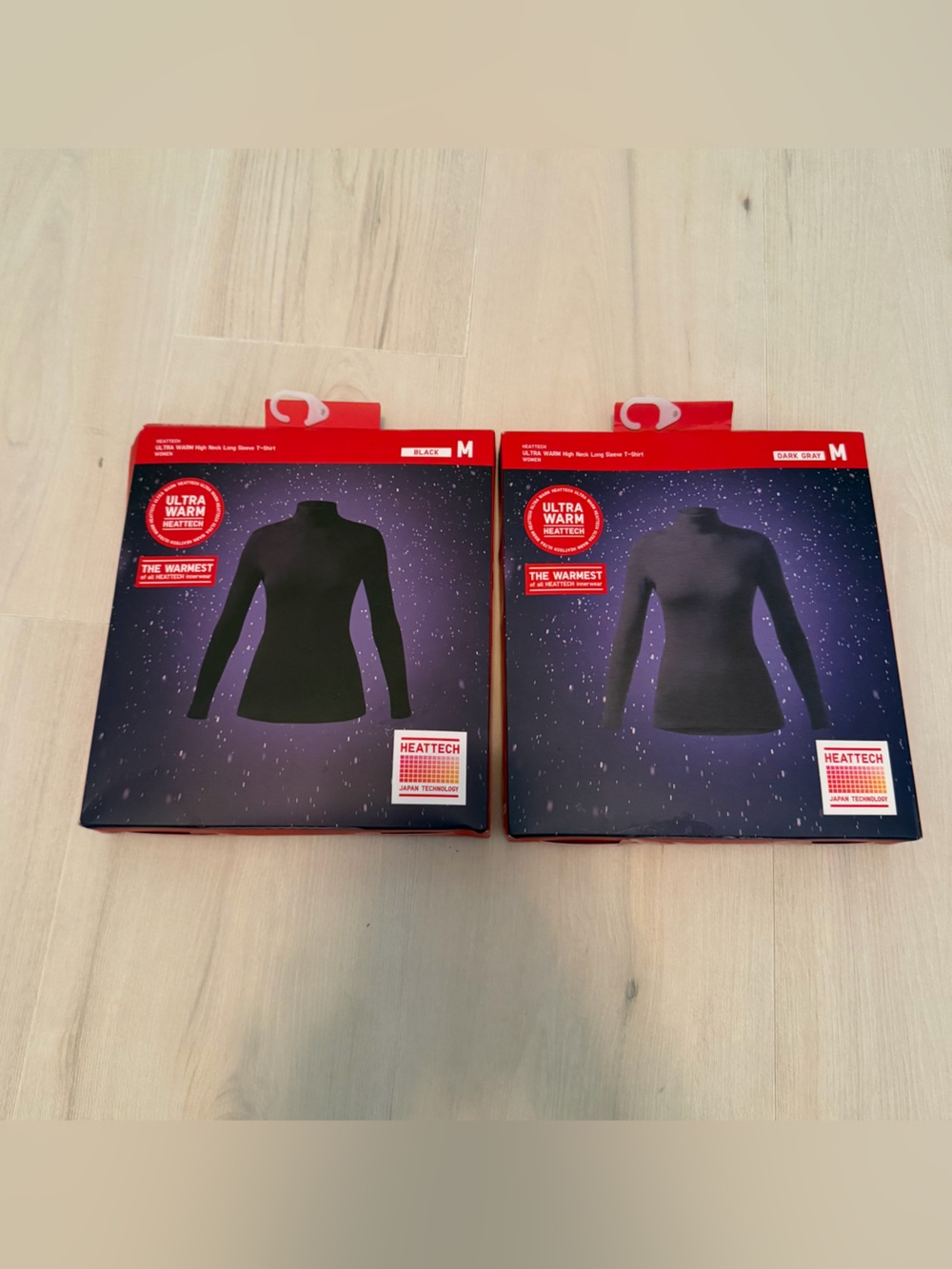 UNIQLO Women's Heattech Long-Sleeve Top 2PACK - Black & Dark Gray